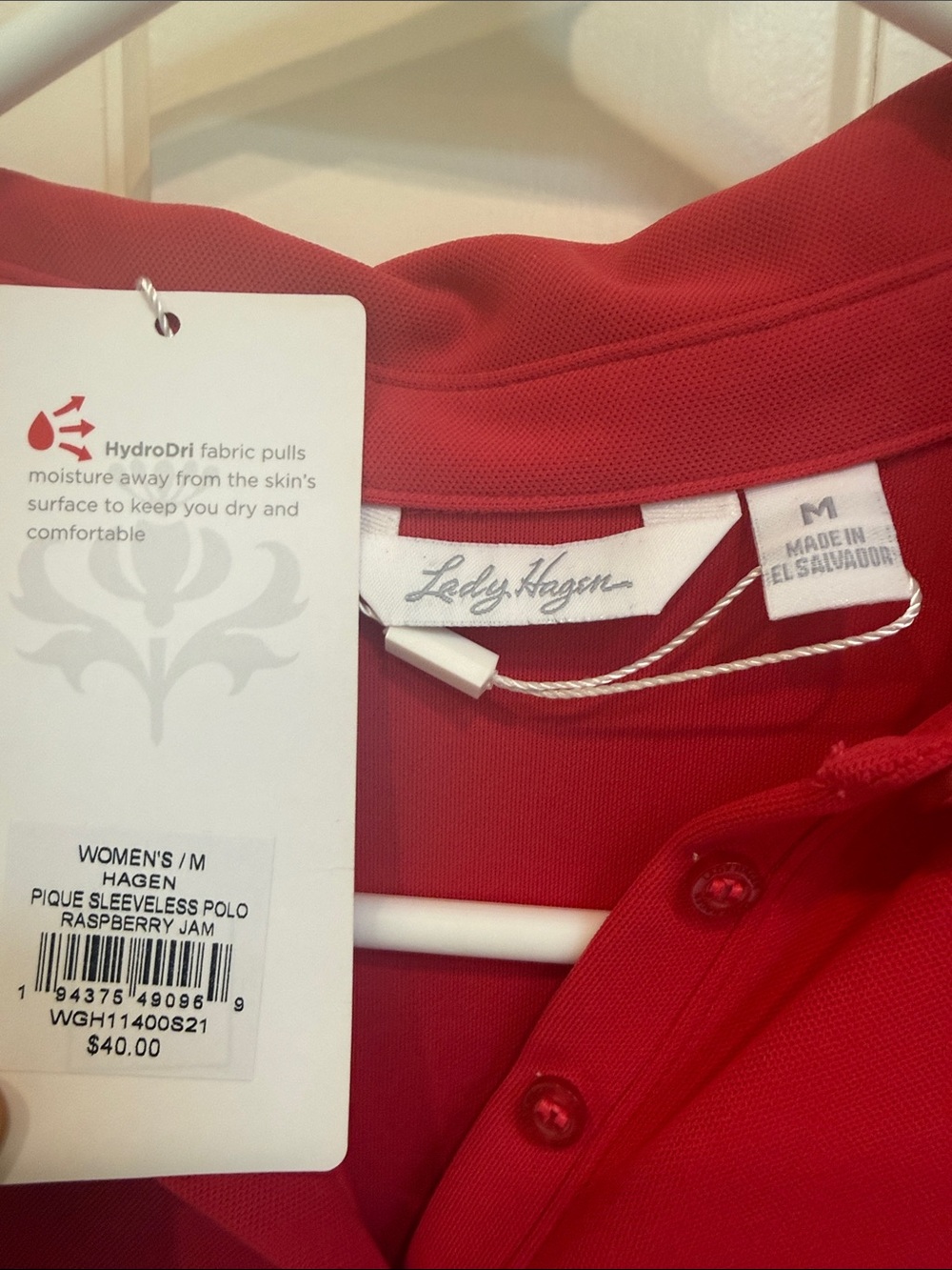 Lady Hagen Sleeveless Polo Tank Top - Red - Picture 2 of 7